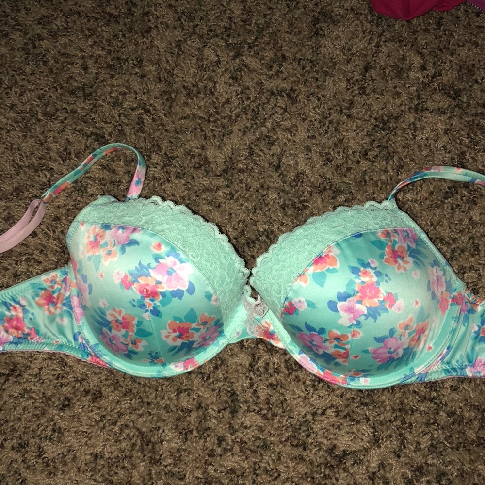 Floral green bra